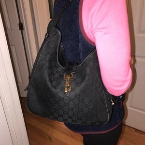 Authentic Gucci Handbag Logo Canvas Gold Toggle